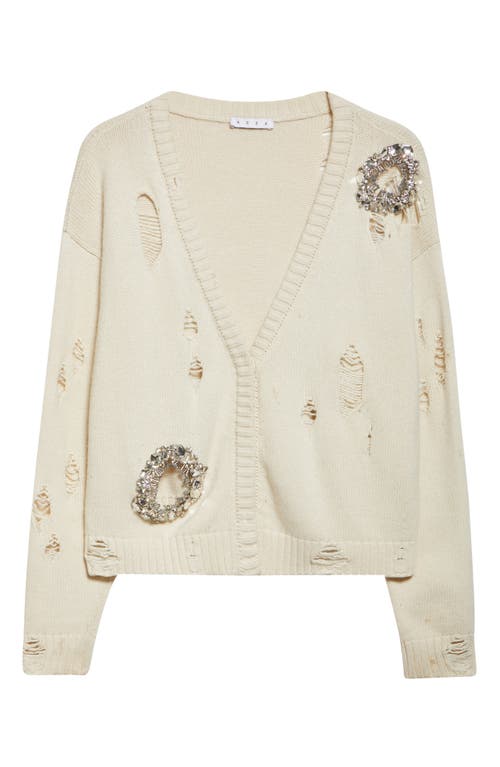 AREA AREA DISTRESSED CRYSTAL CARDIGAN 