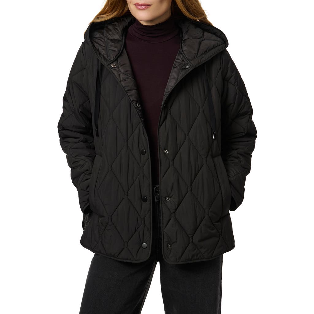 Bernardo Ashbury Diamond Quilted Hooded Liner Jacket In Black