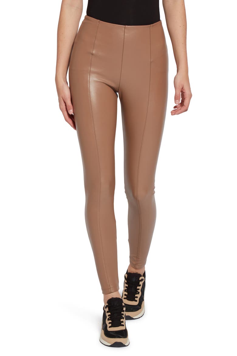 Lyssé High Waist Faux Leather Leggings, Main, color, TOFFEE