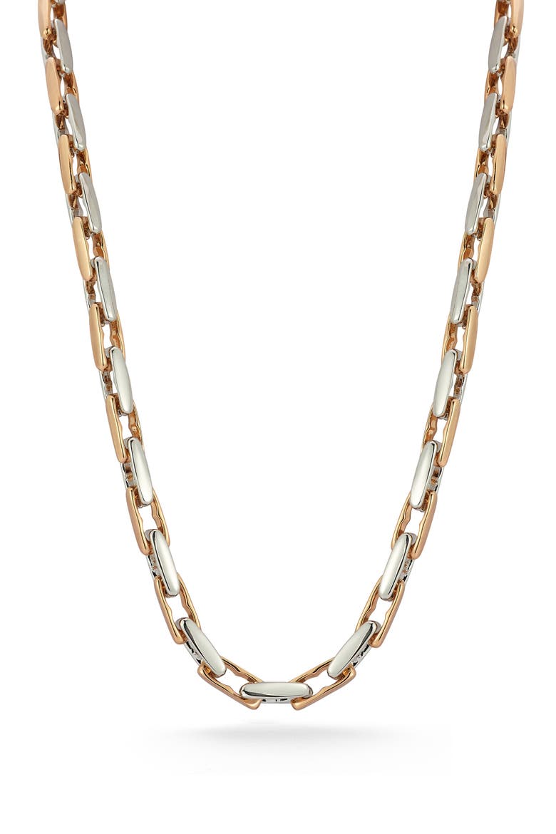 Two Tone Plated Link Necklace, Main, color, MULTI/TWO TONE