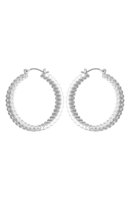 Vince Camuto Pavé Crystal Ribbed Hoop Earrings In Metallic