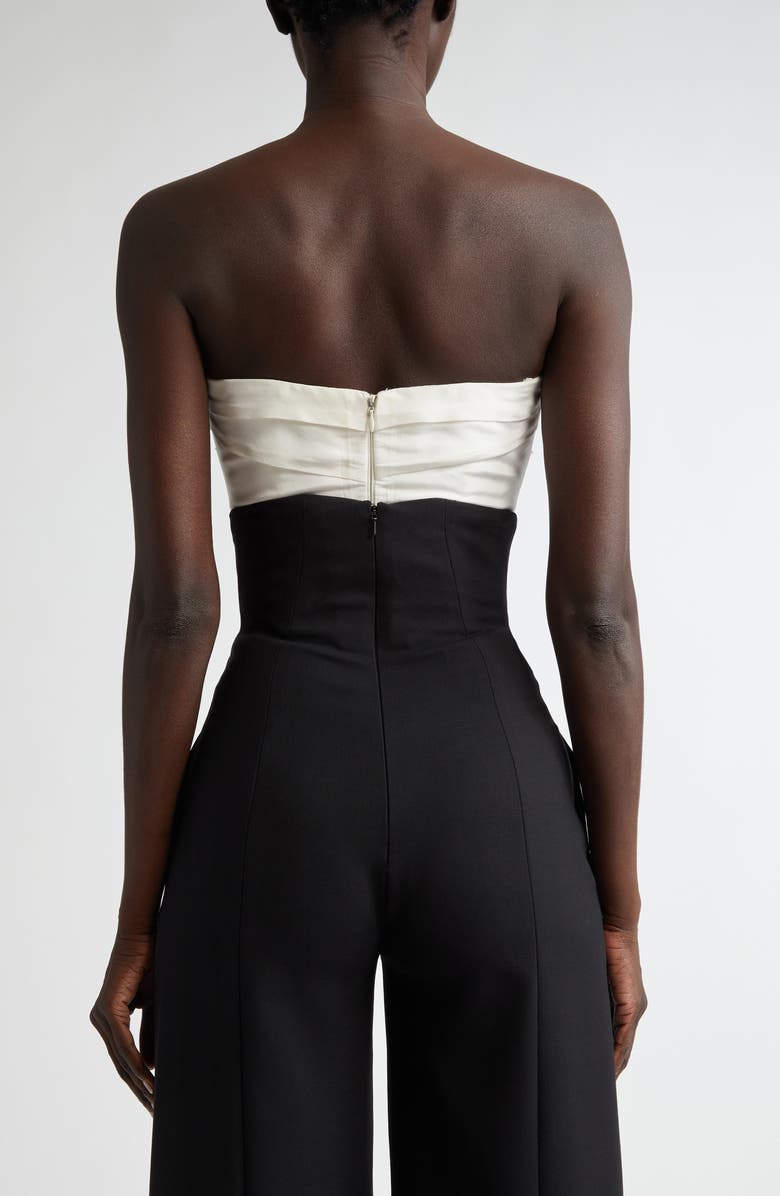 Carolina Herrera Rosette Strapless Silk Top, Alternate, color, 