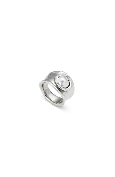 Sterling Silver-Plated Ring with Crystal
