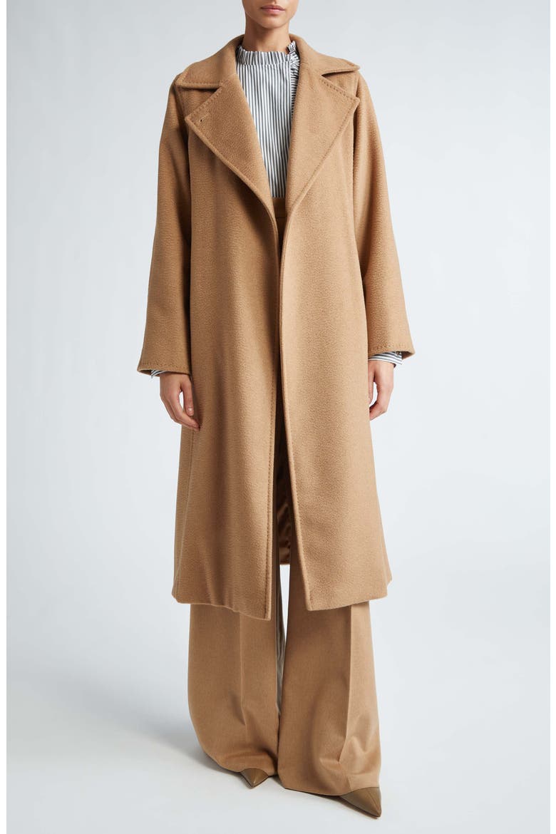 Manuela Camel Hair Wrap Coat, Alternate, color, CAMEL