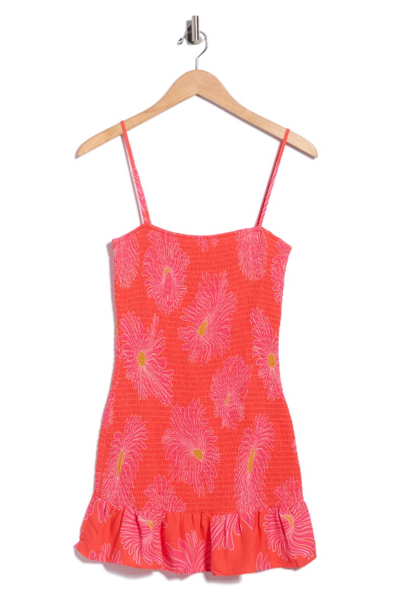 Zephyra Smocked Cover-Up Dress, Main, color, BRIGHT RED