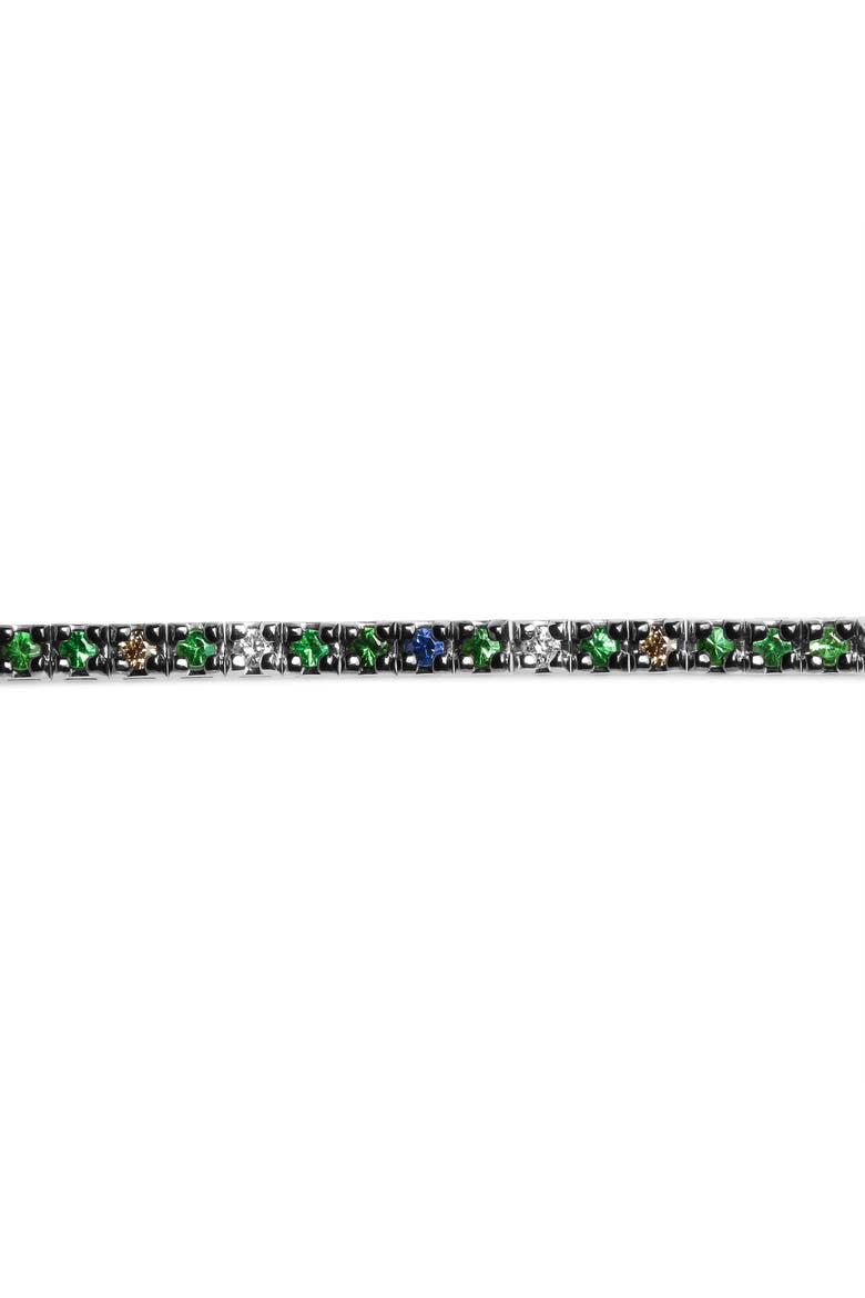 18K Gold 3/8 Ct Diamond with Sapphire & Tsavorite Bracelet, Alternate, color, White