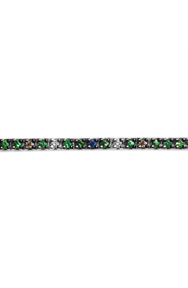 Haus of Brilliance 18K Gold 3/8 Ct Diamond with Sapphire & Tsavorite Bracelet, Alternate, color, White