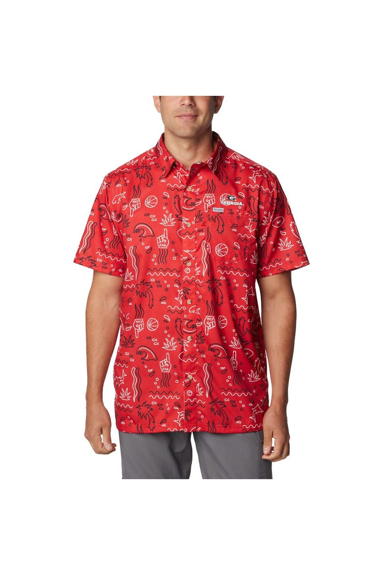 Men's Columbia Red Georgia Bulldogs Super Slack Tide Omni-Wick Button-Up Shirt, Main, color, Red