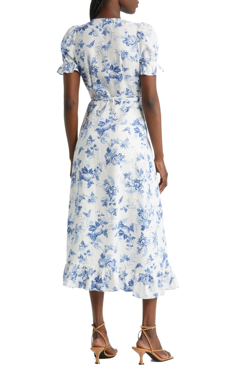 & Other Stories Floral Linen Wrap Dress, Alternate, color, Blue