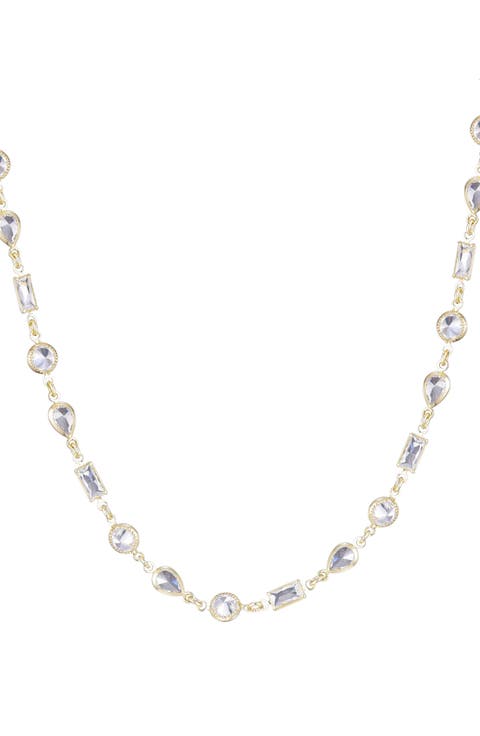 Mixed Shape Cubic Zirconia Station Necklace