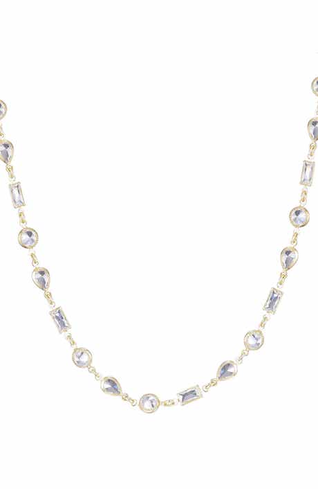 Adornia Mixed Shape Cubic Zirconia Station Necklace