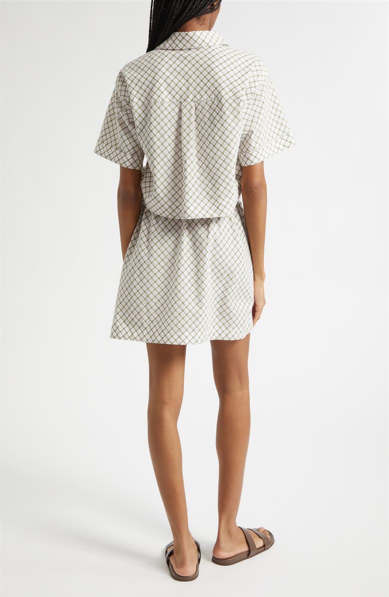 Derek Lam 10 Crosby Delaney Plaid Cotton Blend Mini Wrap Dress, Alternate, color, Army Green Plaid