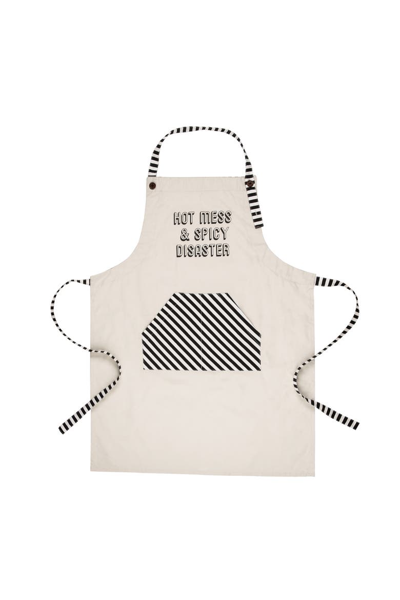 Hot Mess & Spicy Disaster Apron Cotton White, Main, color, White