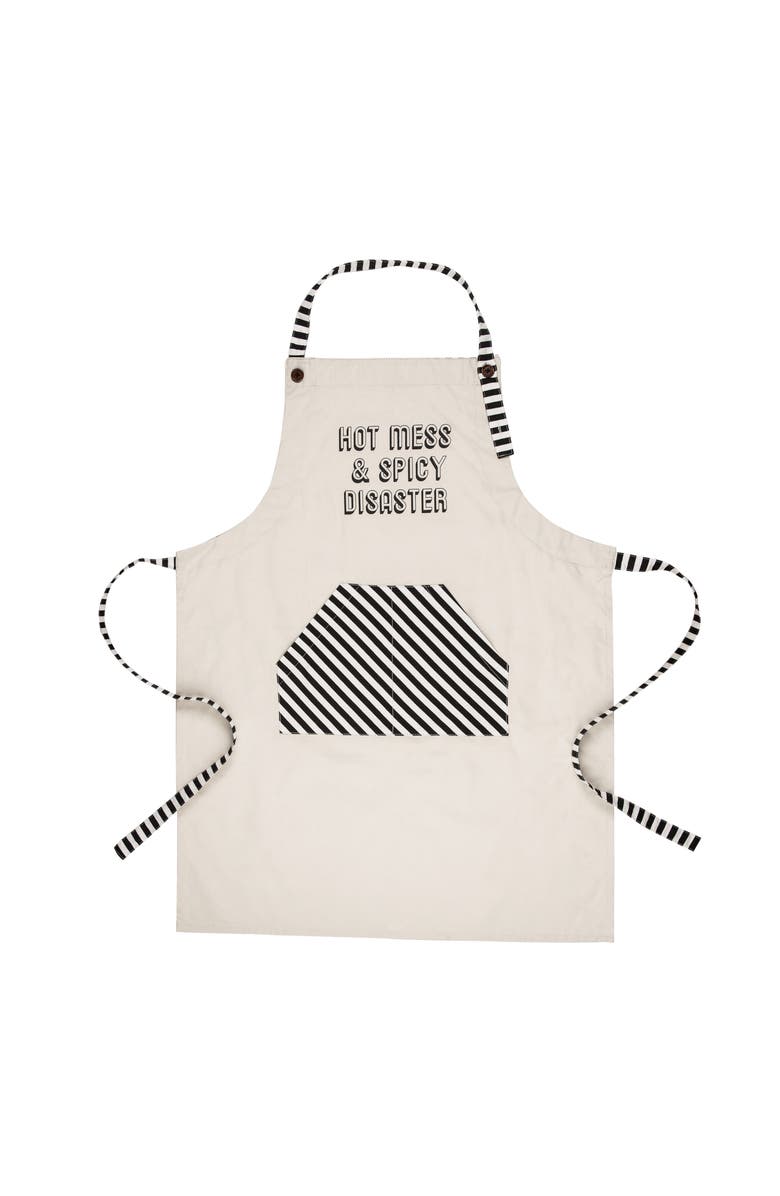 Totalee Gift Hot Mess & Spicy Disaster Apron Cotton White, Main, color, White