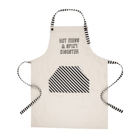Hot Mess & Spicy Disaster Apron Cotton White
