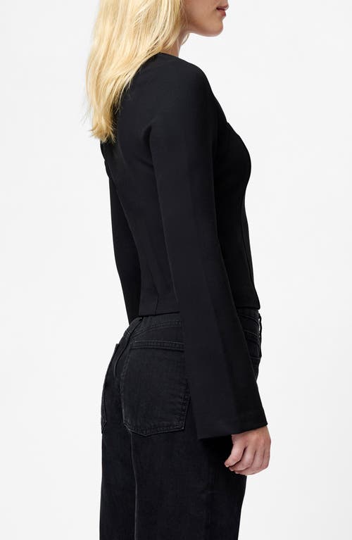 French Connection Cleo Ponte Long Sleeved Fitted Top In Black