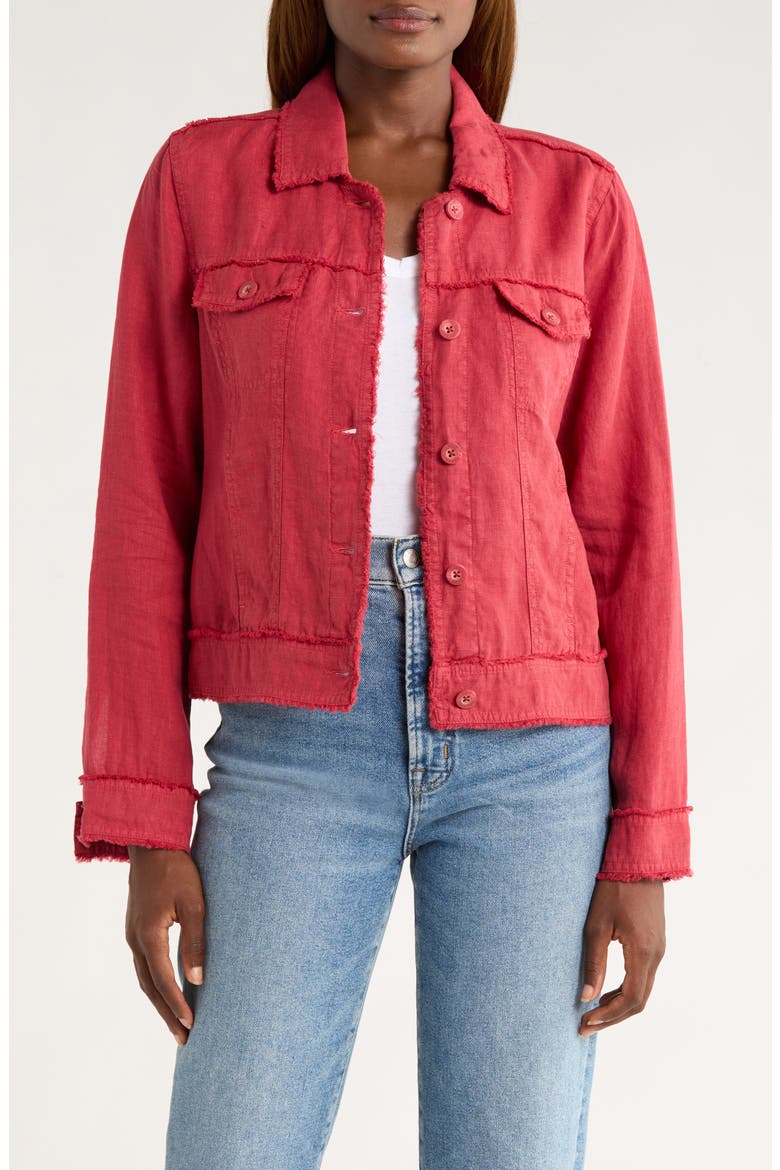 Two Palms Linen Raw Edge Jacket, Main, color, DEEP HAVANA