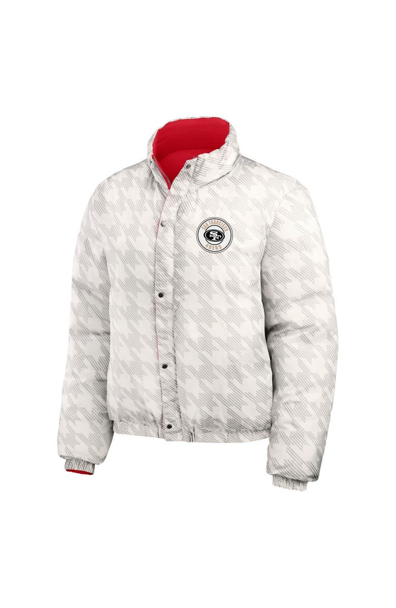 WEAR by Erin Andrews Women's WEAR by Erin Andrews  Scarlet/White San Francisco 49ers Reversible Cropped Full-Zip Puffer Jacket, Alternate, color, 