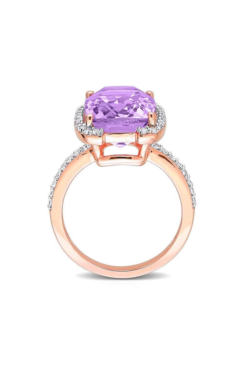 Cushion Cut Rose de France Amethyst & White Topaz Ring, Alternate, color, PURPLE