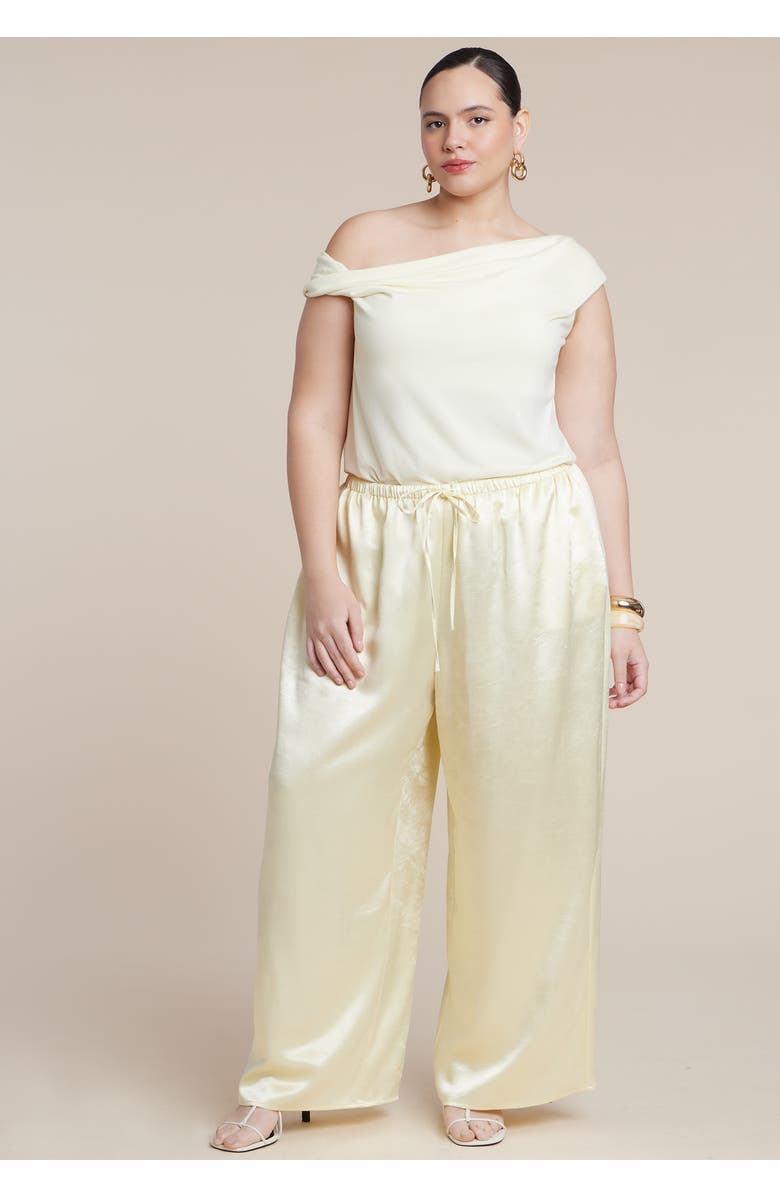 ELOQUII Asym Twist Sleeve Top, Alternate, color, Sunlight