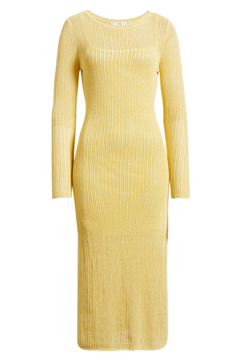 Sunny Open Stitch Long Sleeve Sweater Dress, Alternate, color, GOLDEN YELLOW