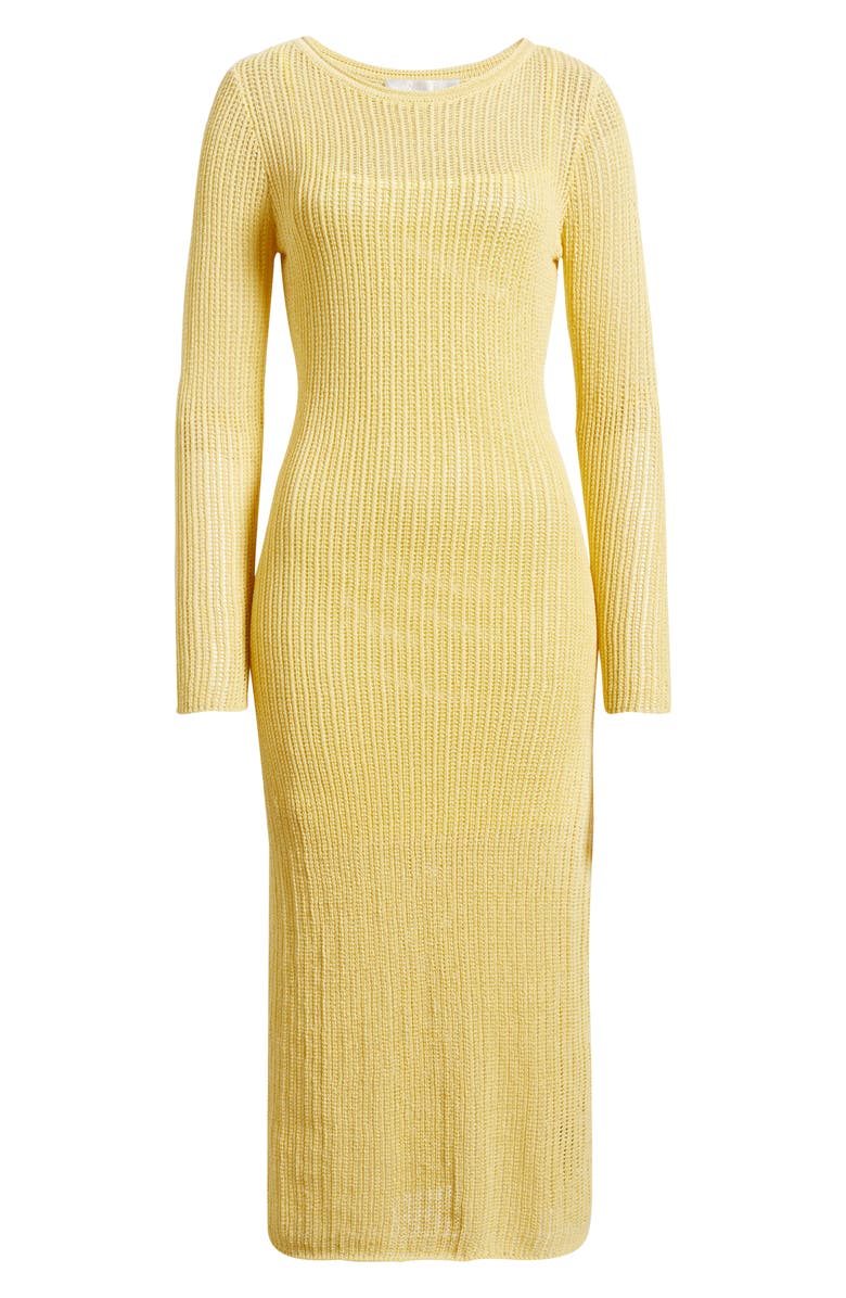 WAYF Sunny Open Stitch Long Sleeve Sweater Dress, Alternate, color, Golden Yellow