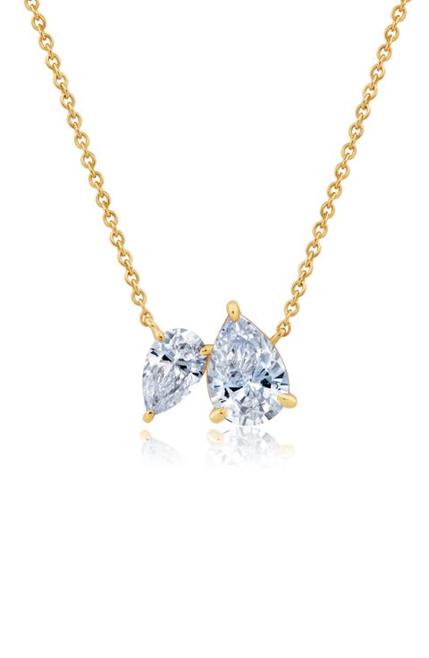 Up & Down Pear Cut Cubic Zirconia Pendant Necklace