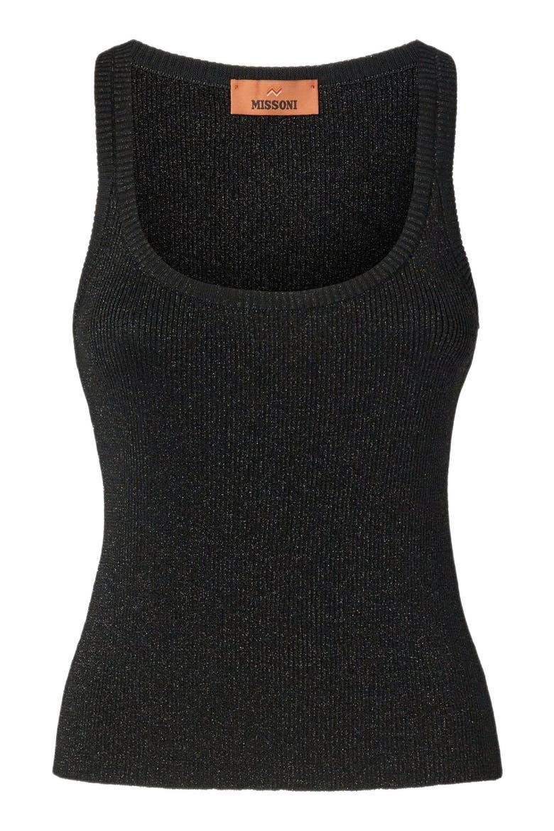 Viscose Lamé Tank Top, Alternate, color, Black