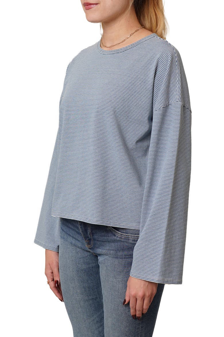 Crewneck Drop Shoulder Top, Alternate, color, LIGHT DENIM