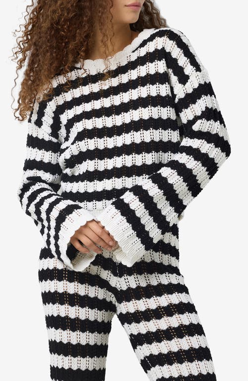 Shop Noisy May Laika Open Stitch Sweater In Birch Stripes Black