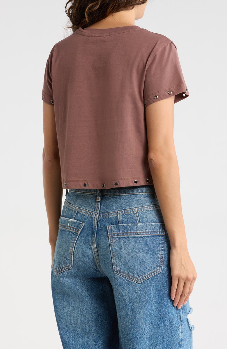 Madden Girl Grommet Hem Graphic T-Shirt, Alternate, color, Brown Combo