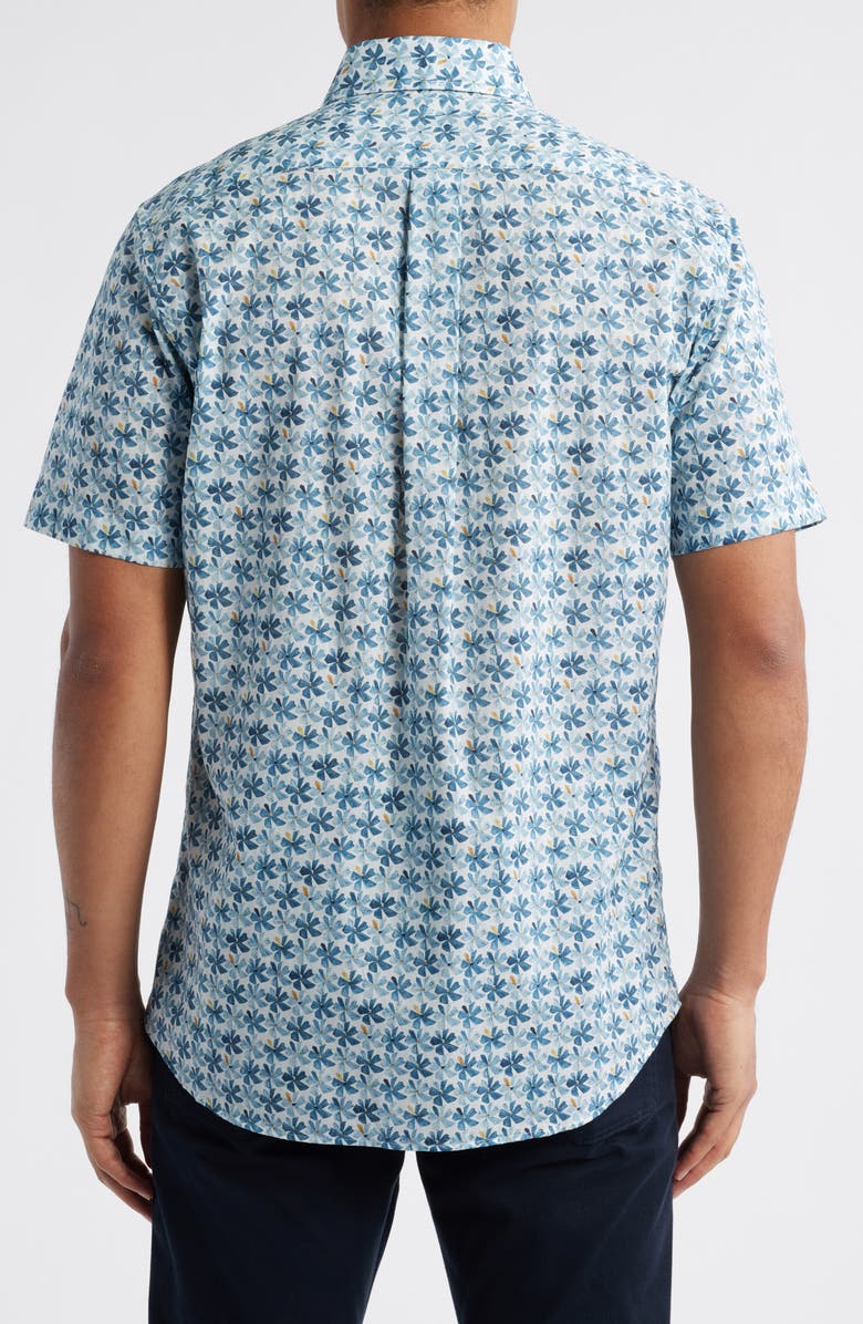 Scott Barber Regular Fit Floral Short Sleeve Cotton Button-Up Shirt, Alternate, color,