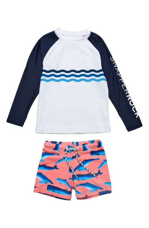 Whale Tail Long Sleeve Two-Piece Rashguard Swimsuit (Baby)