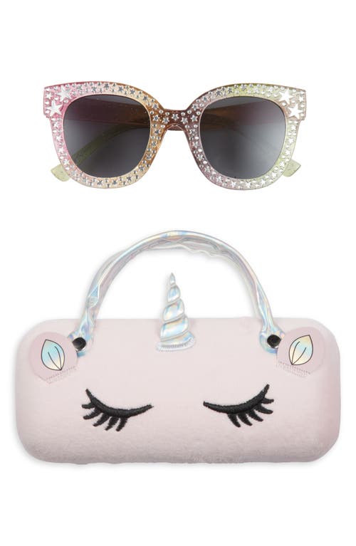 Shop Capelli New York Kids' Round Sunglasses & Unicorn Case Set In Pink Combo