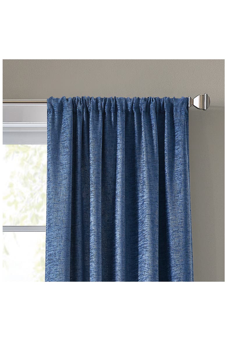 Set of 2 Bouclé Chenille Curtain Panels, Alternate, color, INDIGO