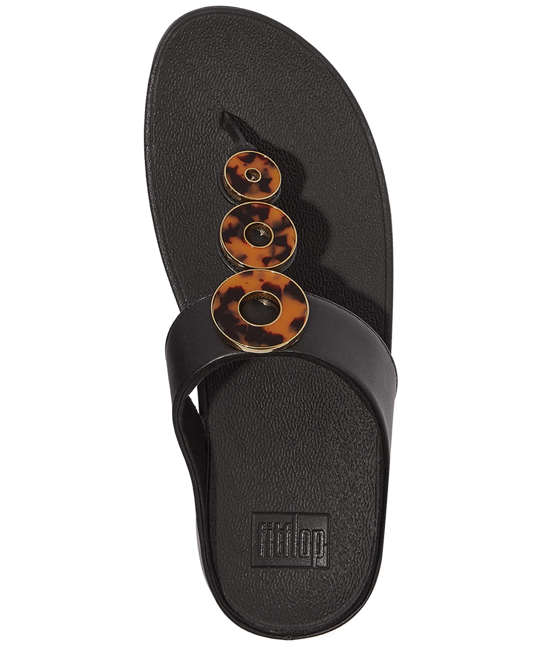 FitFlop Fino Resin Hoop Lea Sandal, Alternate, color, All Black
