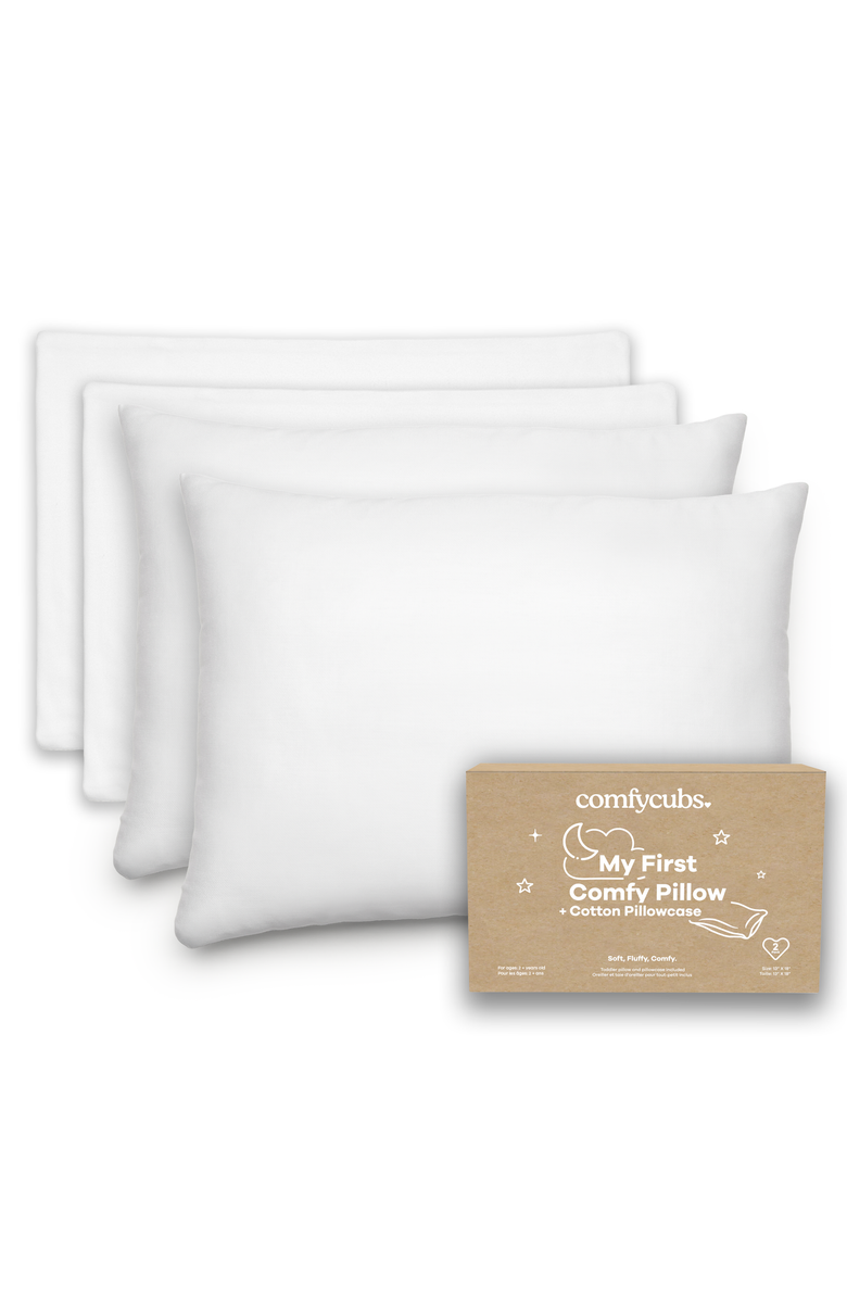 Comfy Cubs Toddler Pillows with Soft Cotton Pillow Case, Pack of 2, Main, color, 