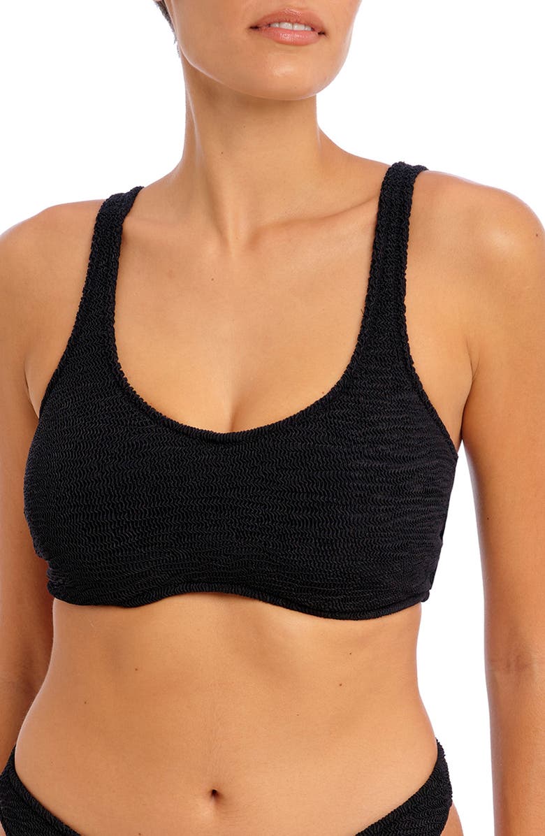 Freya Ibiza Waves Underwire Bralette Bikini Top, Alternate, color, Black