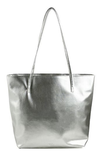 Mela Vegan Leather Tote Bag In Silver