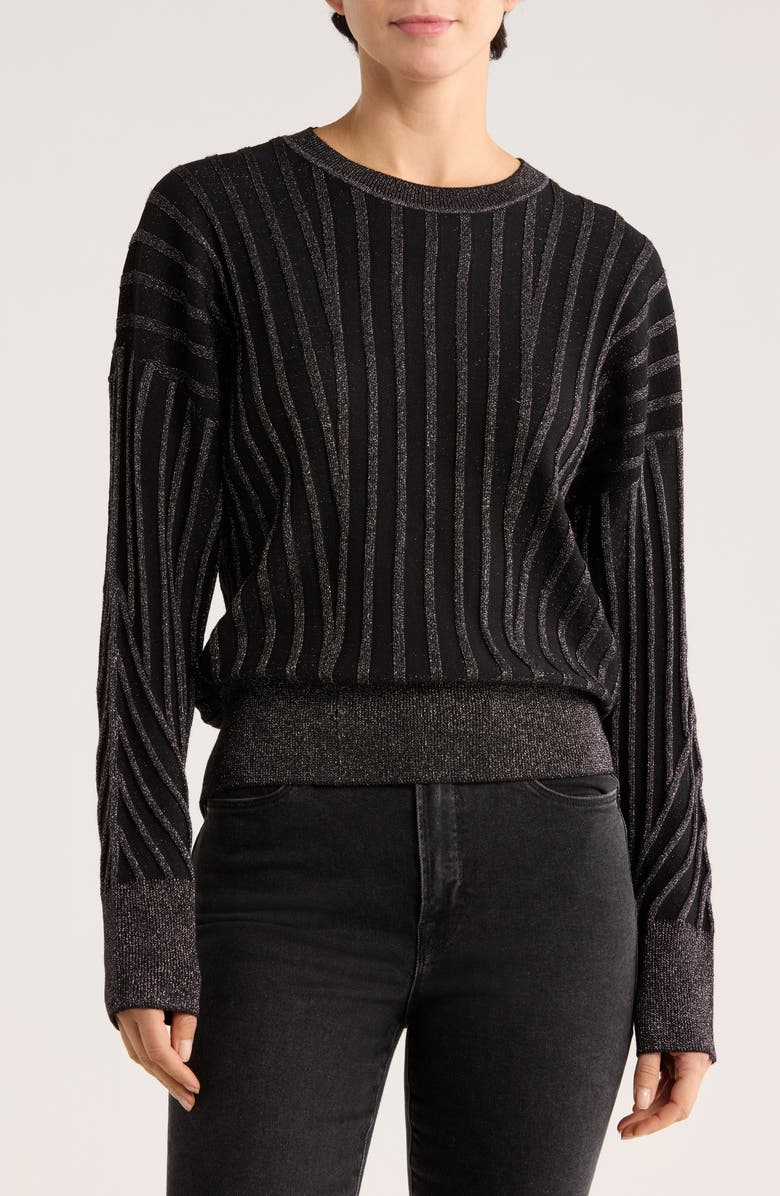 DKNY Transfer Stitch Sweater, Main, color, Black
