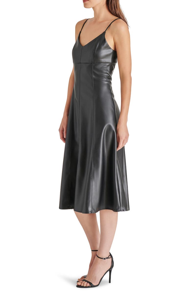 Steve Madden Faux Leather A-Line Midi Dress, Alternate, color, 