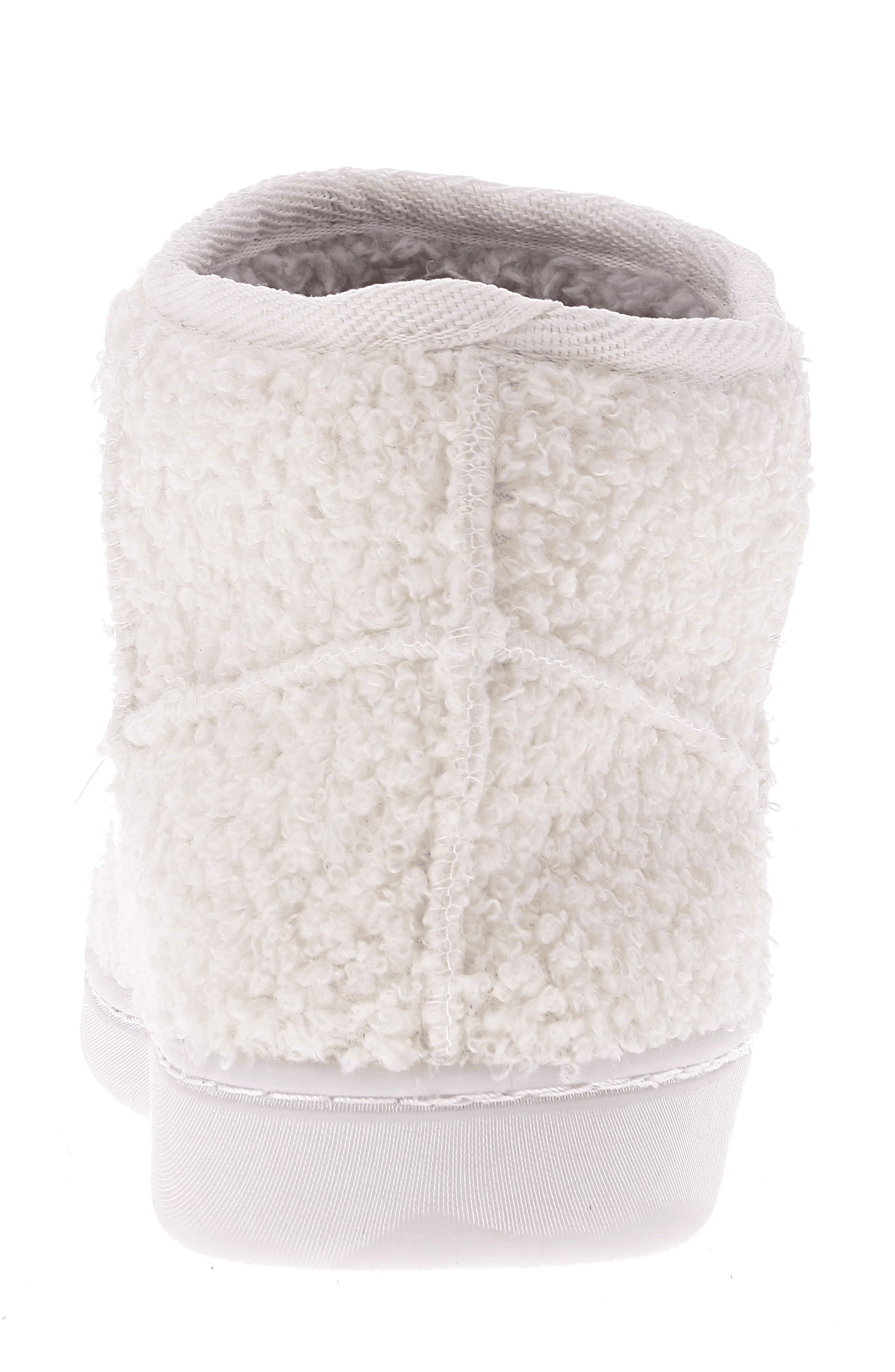 MIA Chill Smiley Faux Shearling Bootie Slipper, Alternate, color, Blush Happy Face