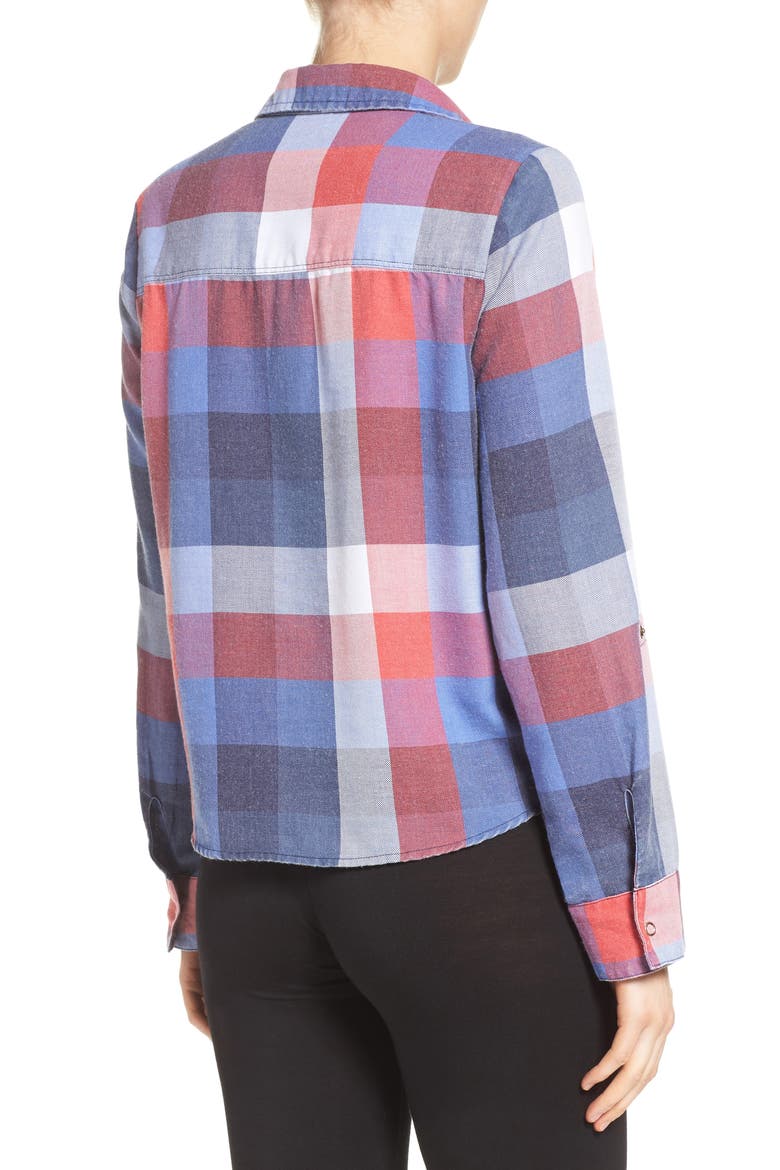 Tie Front Shirt, Alternate, color, NAVY DUSK MANDY MADRAS