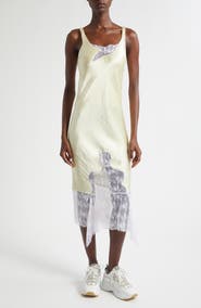 Collina Strada Stone Flower Drip Anemone Satin & Lace Tank Dress