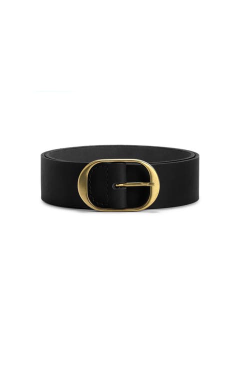 Oval Buckle Leather Belt 45mm