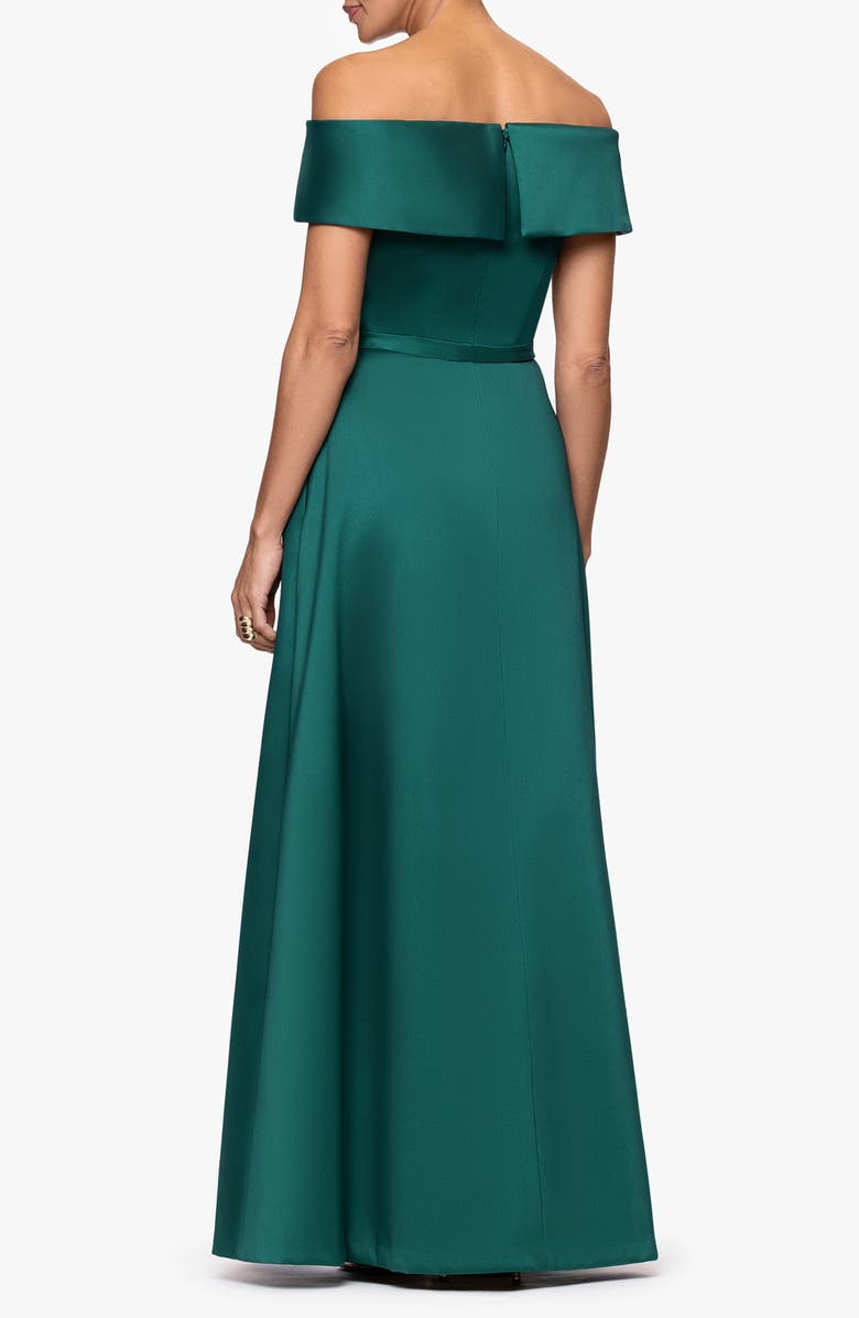 Xscape Evenings Off the Shoulder Mikado Gown, Alternate, color, Pine