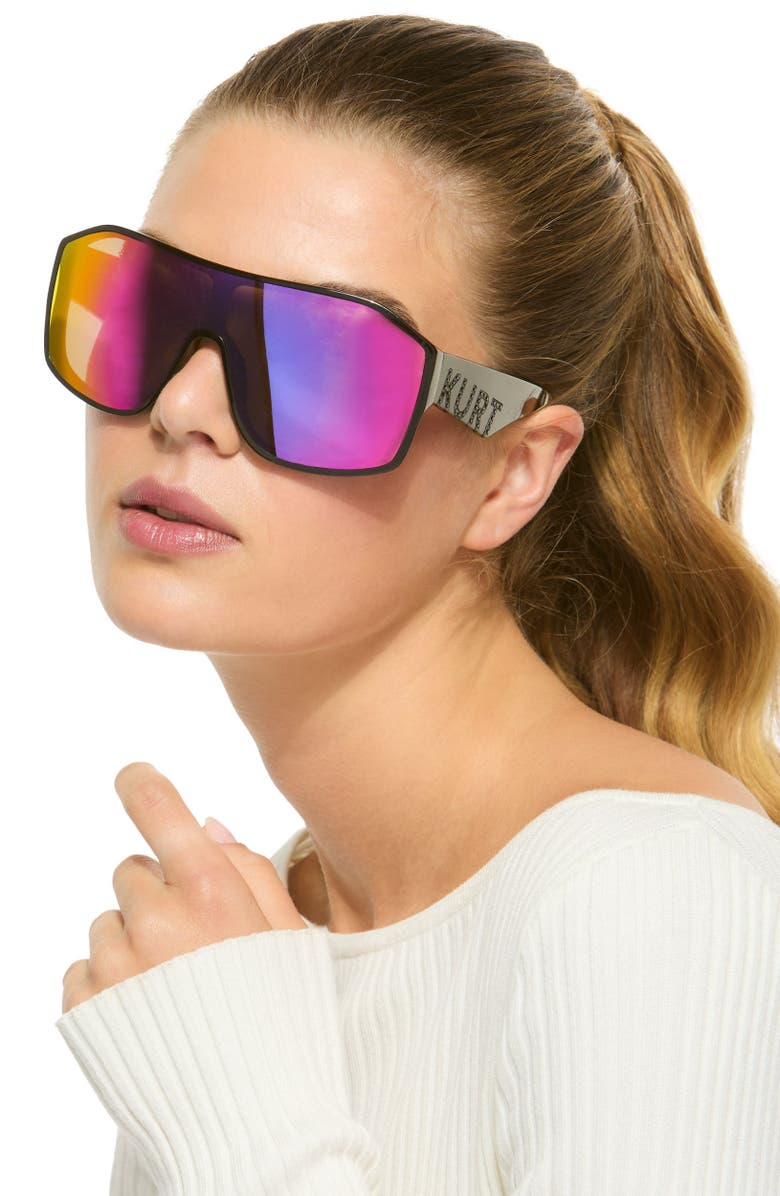 Kurt Geiger London Mask Sunglasses, Alternate, color, Black/ Pink Sp
