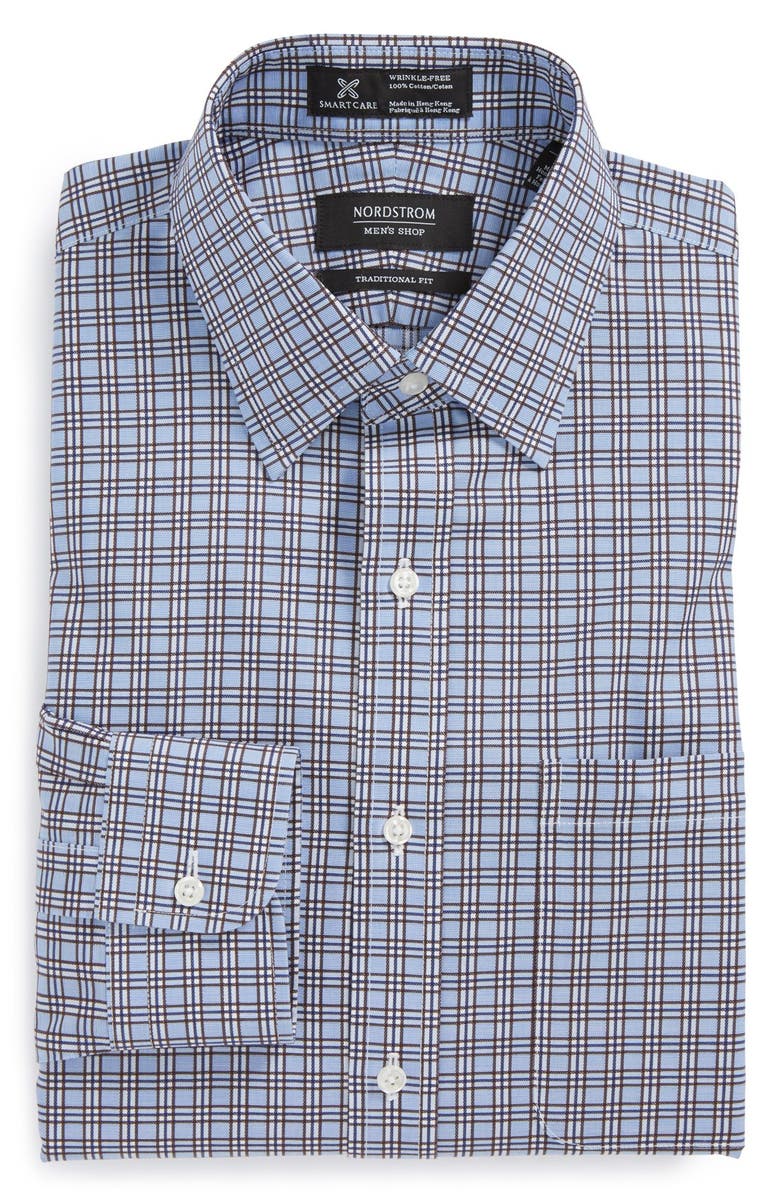 NORDSTROM MEN'S SHOP Nordstrom Smartcare<sup>™</sup> Traditional Fit Plaid Dress Shirt, Main, color, 