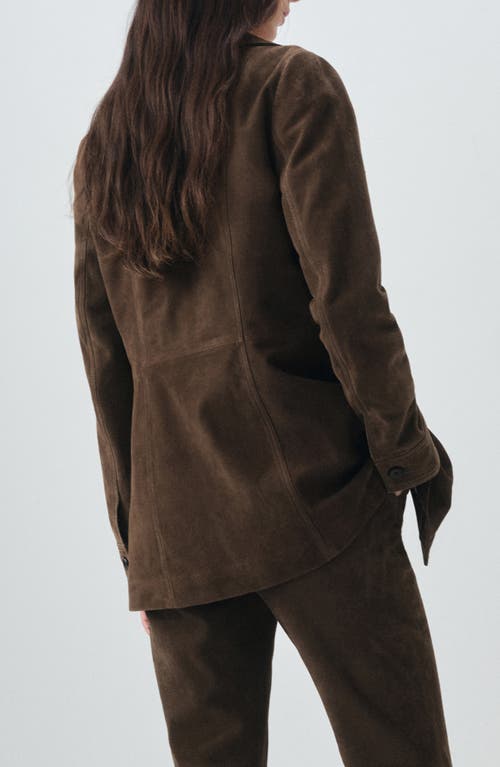 Mango Patch Pocket Goatskin Suede Jacket In Multi