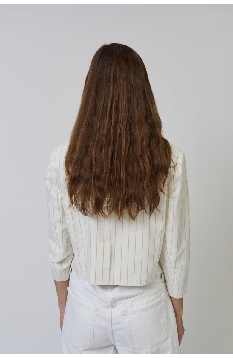 Central Park West Serena Cropped Sleeve Dickey Jacket, Alternate, color, Ivory